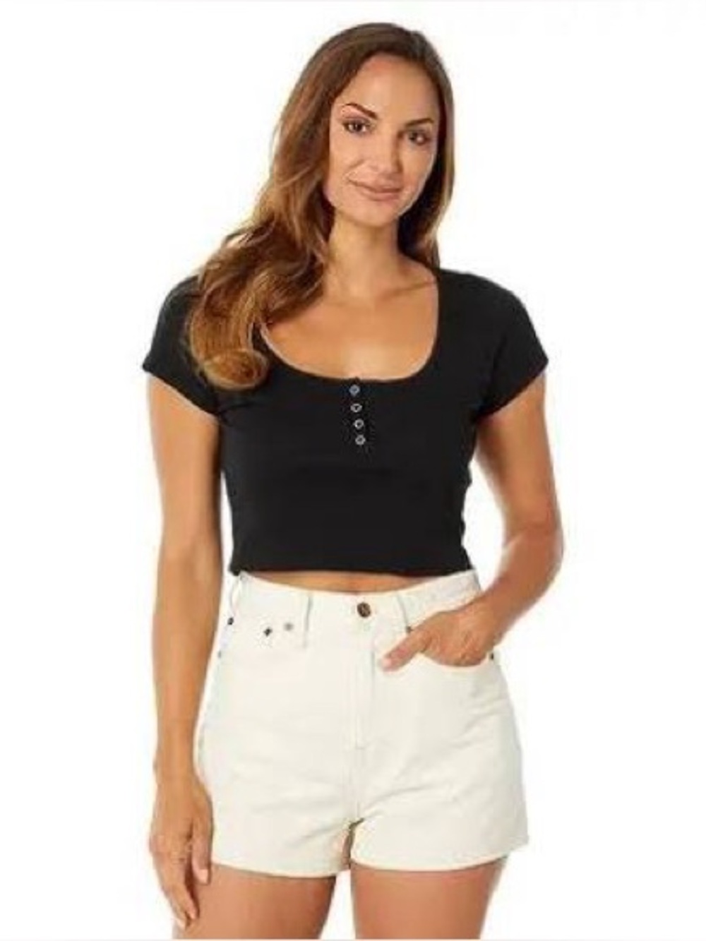 Madewell Ribbed Henley High-Crop Tee